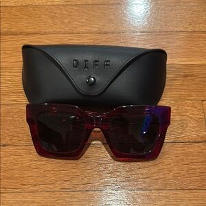 DIFF Eyewear Dani Red Sunglasses 52M with case .
